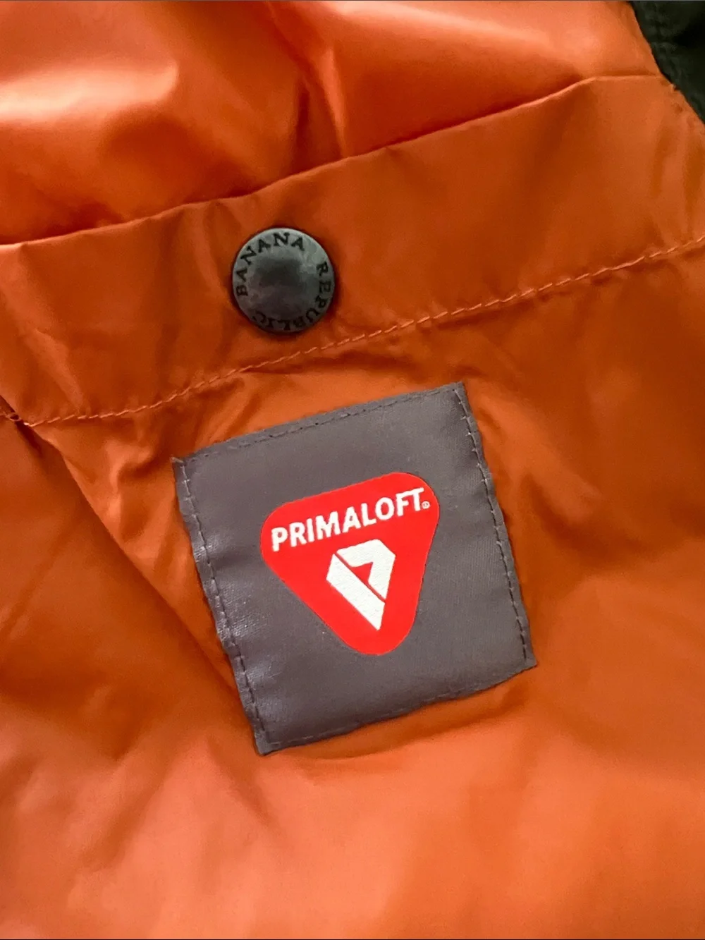 Banana Republic Olive Green Military Field Jacket/Puffer Orange Lining Size M